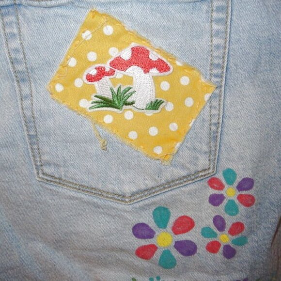 Isabel Maternity PATCHWORK Bib Overalls Size 10 SHORTALLS Shorts DIY Romper BOHO - Picture 12 of 12